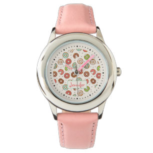 Retro Style Cute Colorful Donut Pattern Watch