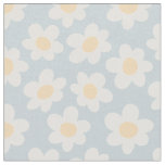 Retro style daisies in bloom on blue background  fabric