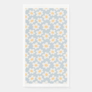 Retro style daisies in bloom on blue background paper guest towels