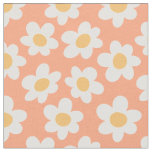 Retro style daisies in bloom on orange background fabric