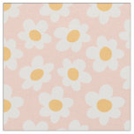 Retro style daisies in bloom on pink background fabric