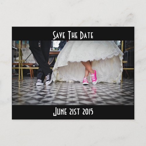 Retro Style Diner Wedding Couple Save the Date Announcement Postcard