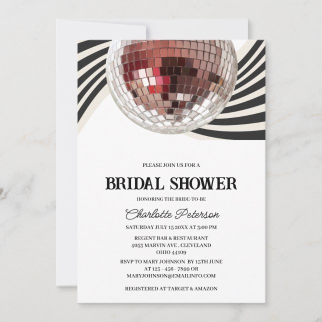 Retro Style Disco Bridal Shower  Invitation (Front)