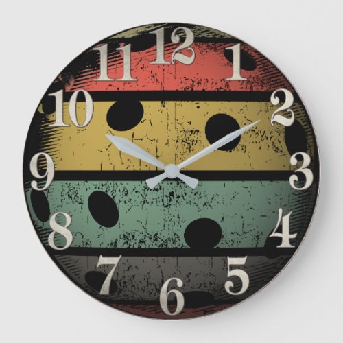 Retro Style Distressed Pickleball Art Large Clock