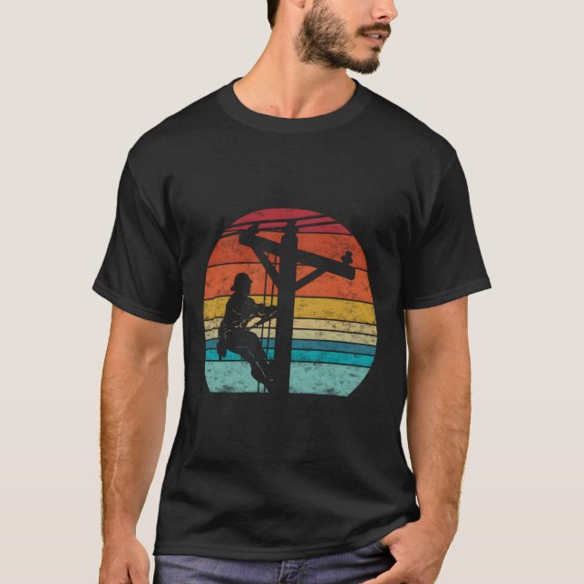 Retro Style Electric Cable Lineman T-Shirt (Front)