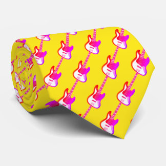 Retro Style Electric Guitar Pattern  Neck Tie