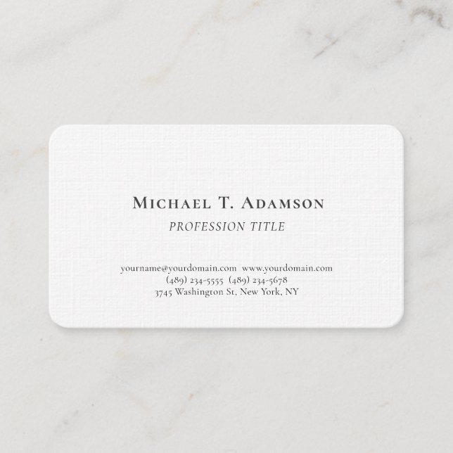Retro Style Elegant Plain Simple Black & White Business Card (Front)
