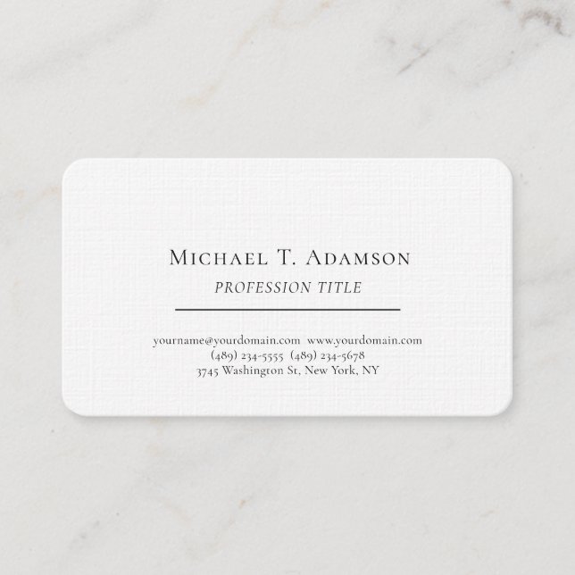 Retro Style Elegant Plain Simple Black & White Business Card (Front)