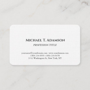 Retro Style Elegant Plain Simple Black & White Business Card