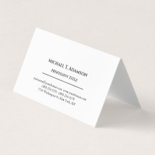 Retro Style Elegant Plain Simple Black & White Business Card