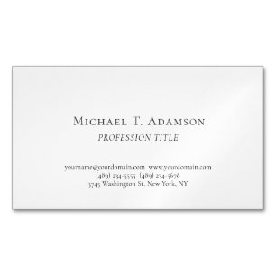 Retro Style Elegant Plain Simple Black & White Business Card Magnet
