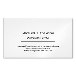 Retro Style Elegant Plain Simple Black & White Business Card Magnet