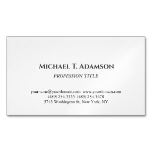 Retro Style Elegant Plain Simple Black & White Business Card Magnet