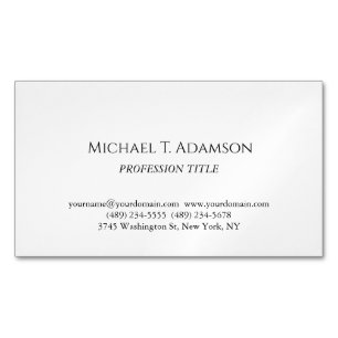 Retro Style Elegant Plain Simple Black & White Business Card Magnet