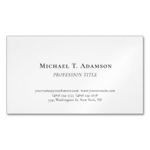 Retro Style Elegant Plain Simple Black & White Business Card Magnet