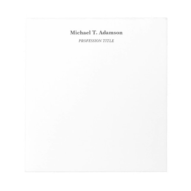 Retro Style Elegant Plain Simple Black & White Notepad (Front)