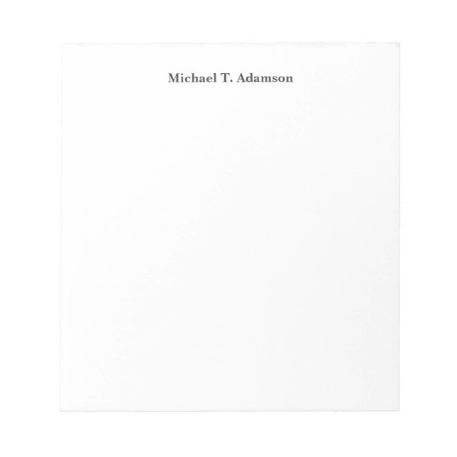 Retro Style Elegant Plain Simple Black & White Notepad (Front)