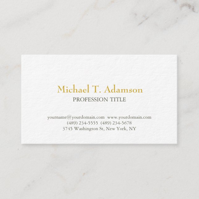 Retro Style Elegant Plain Simple Metallic Gold Business Card (Front)