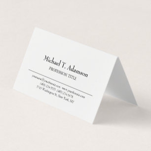 Retro Style Elegant Plain Simple White Business Card