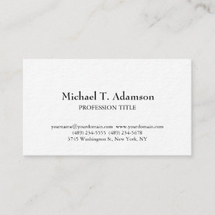 Retro Style Elegant Plain Simple White Business Card
