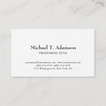 Retro Style Elegant Plain Simple White Business Card by hizli_art at Zazzle
