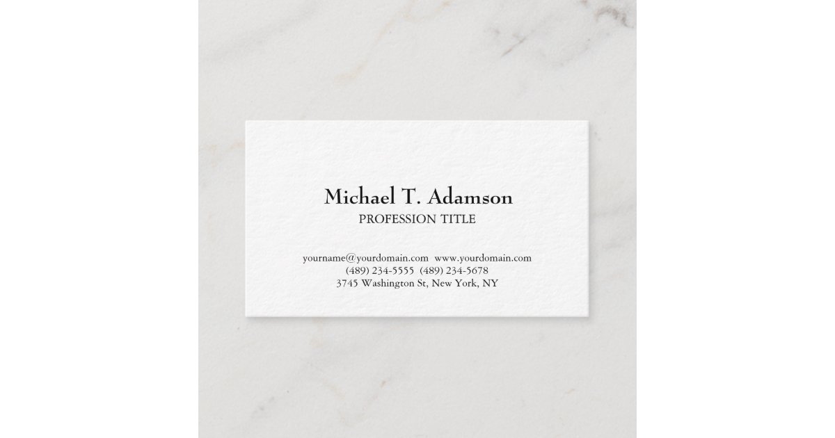 Retro Style Elegant Plain Simple White Business Card