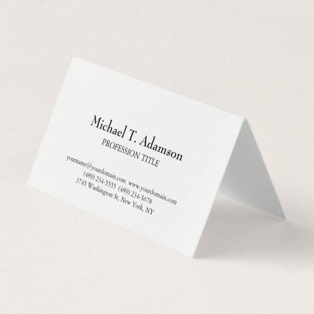Retro Style Elegant Plain Simple White Business Card (Front)