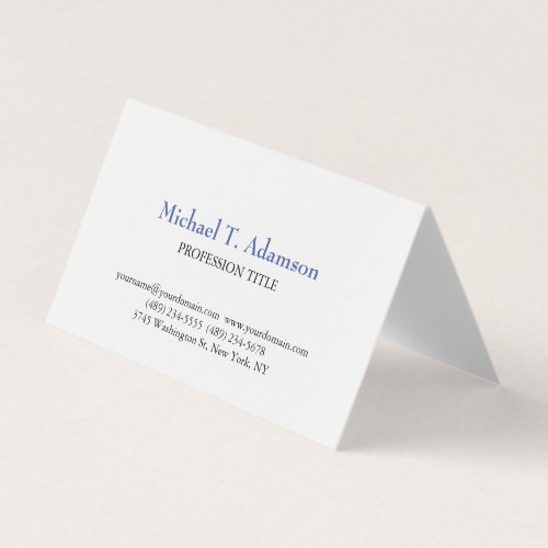 Retro Style Elegant Plain Simple White Business Card