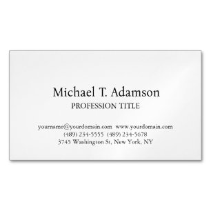 Retro Style Elegant Plain Simple White Business Card Magnet