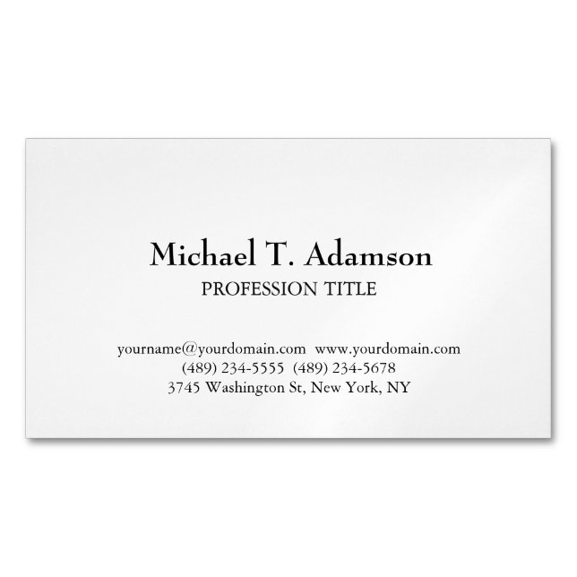 Retro Style Elegant Plain Simple White Business Card Magnet (Front)