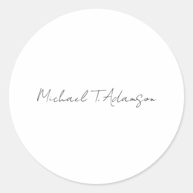 Retro Style Elegant Plain Simple White Calligraphy Classic Round Sticker (Front)