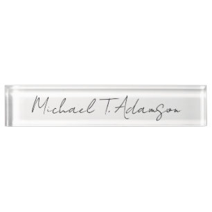 Retro Style Elegant Plain Simple White Calligraphy Desk Name Plate