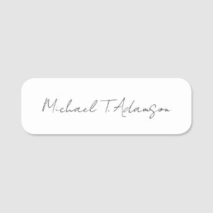 Retro Style Elegant Plain Simple White Calligraphy Name Tag
