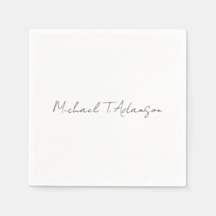 Retro Style Elegant Plain Simple White Calligraphy Napkins