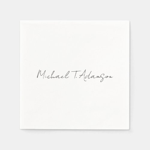 Retro Style Elegant Plain Simple White Calligraphy Napkins