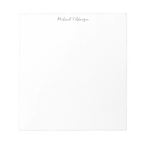 Retro Style Elegant Plain Simple White Calligraphy Notepad