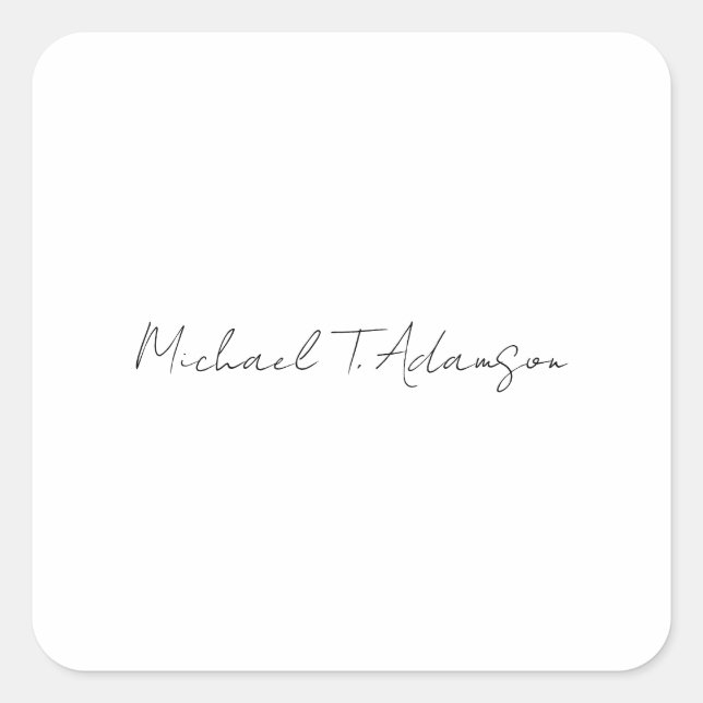 Retro Style Elegant Plain Simple White Calligraphy Square Sticker (Front)