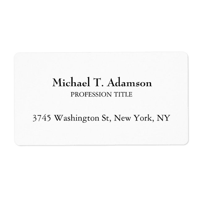 Retro Style Elegant Plain Simple White Label (Front)