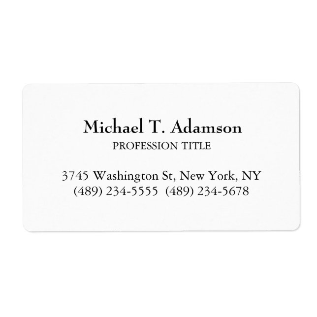 Retro Style Elegant Plain Simple White Label (Front)