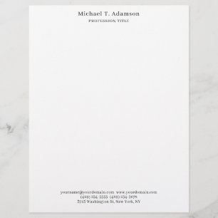 Retro Style Elegant Plain Simple White Letterhead