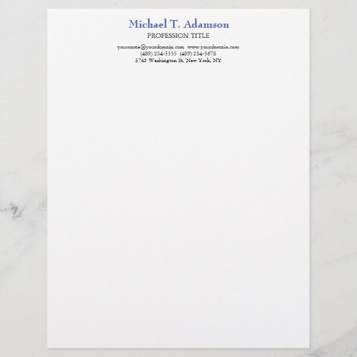 Retro Style Elegant Plain Simple White Letterhead