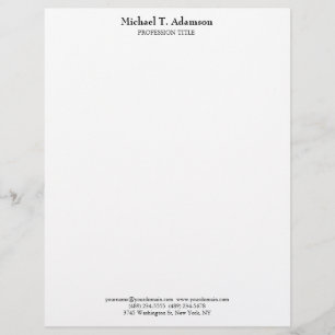 Retro Style Elegant Plain Simple White Letterhead