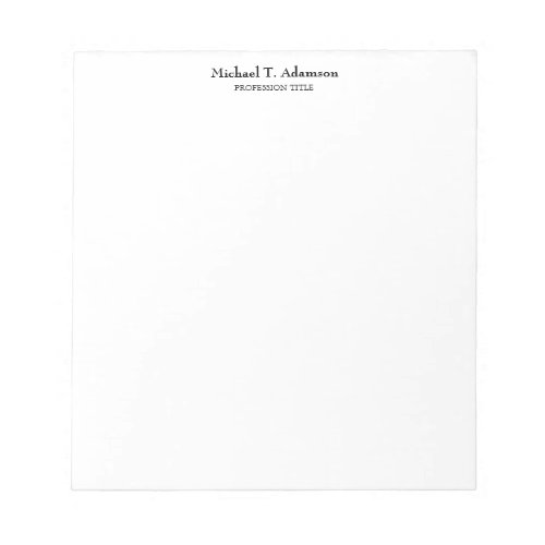 Retro Style Elegant Plain Simple White Notepad