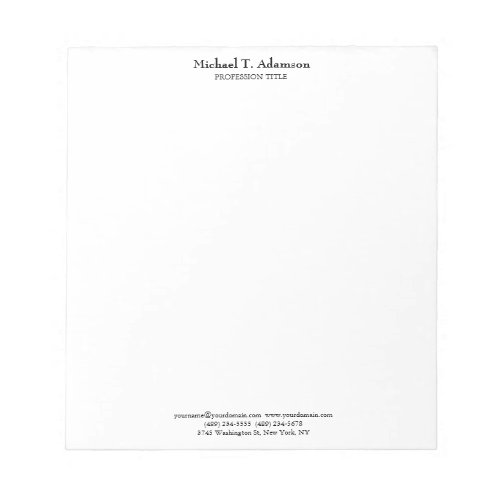 Retro Style Elegant Plain Simple White Notepad