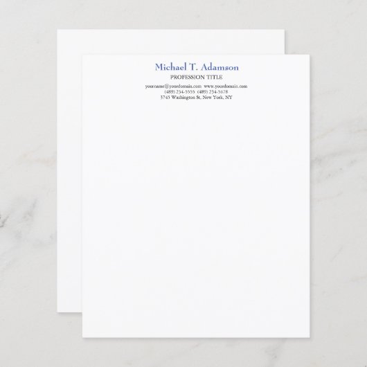 Retro Style Elegant Plain Simple White Paper Sheet (Front/Back)