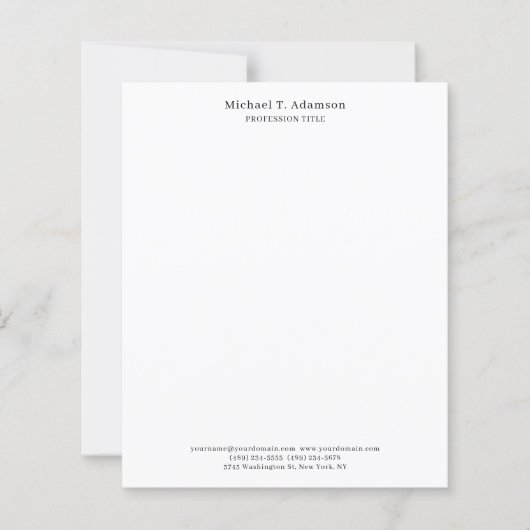 Retro Style Elegant Plain Simple White PaperSheet (Front)