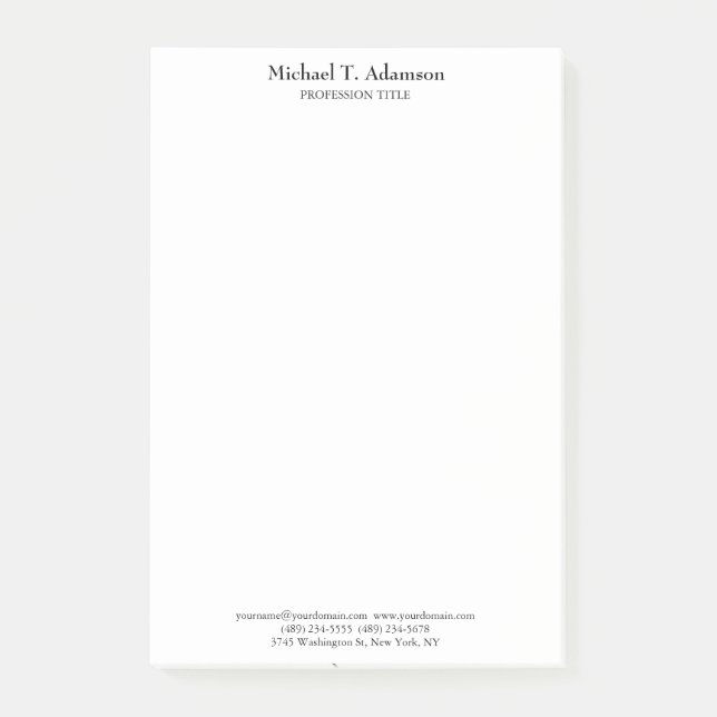 Retro Style Elegant Plain Simple White Post-it Notes (Front)