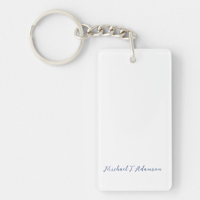 Retro Style Elegant Plain White Calligraphy Name Keychain (Front)