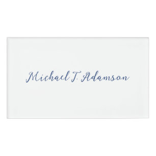 Retro Style Elegant Plain White Calligraphy Name Name Tag