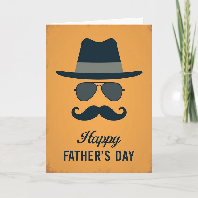 Retro Style Fathers Day Portrait Card (Front)